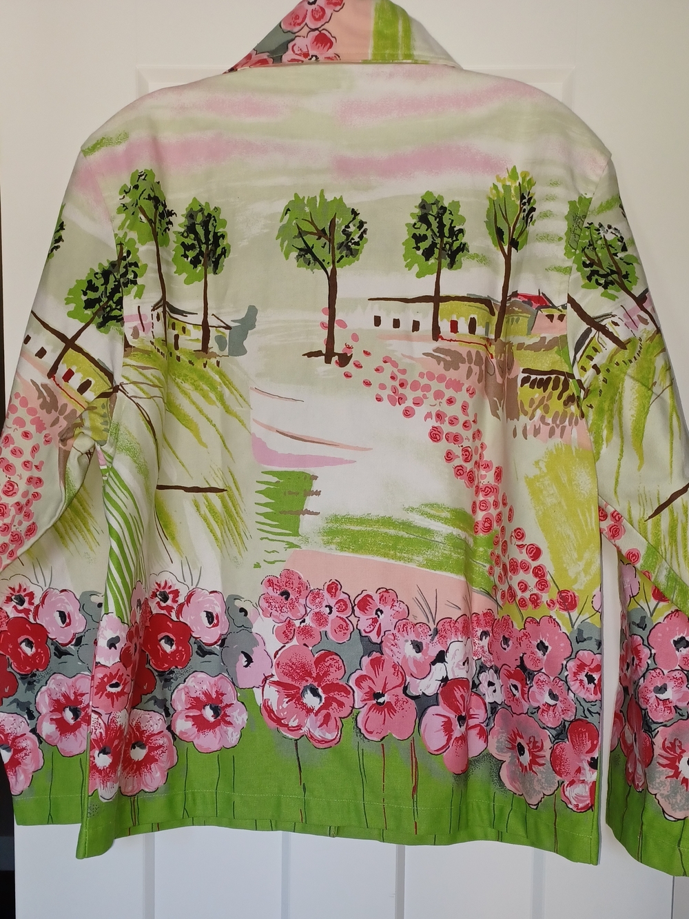 KEREN hart Floral Painted Pink & Green Jean Jacket